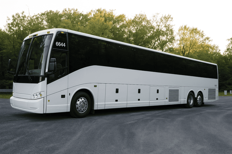 exterior of Fishers Minibus Company coach bus